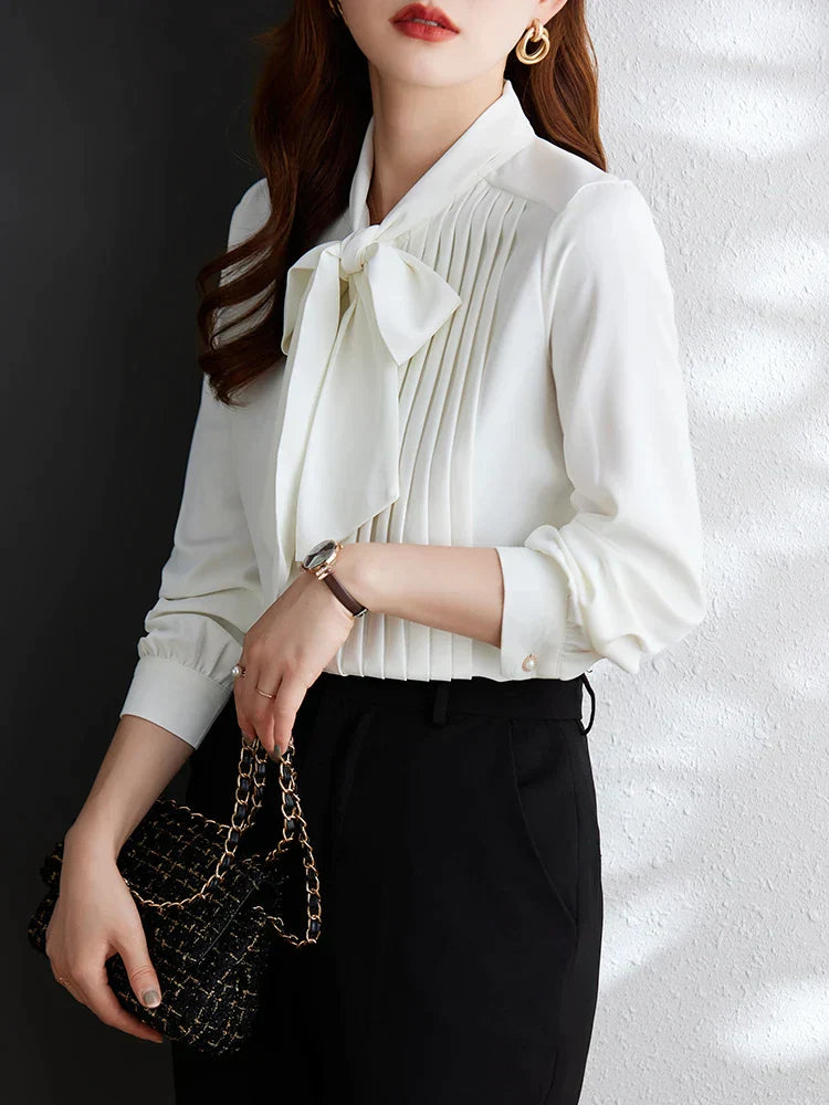 Artemis® | Elegant Blouse With Buttoned Bow Tie