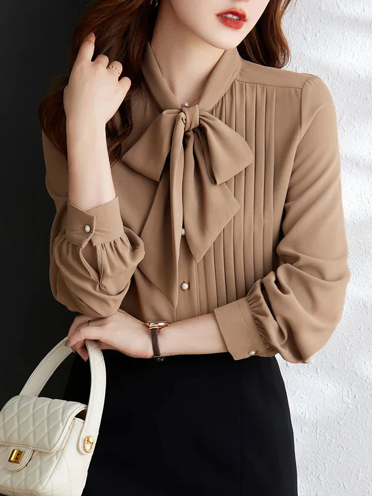 Artemis® | Elegant Blouse With Buttoned Bow Tie