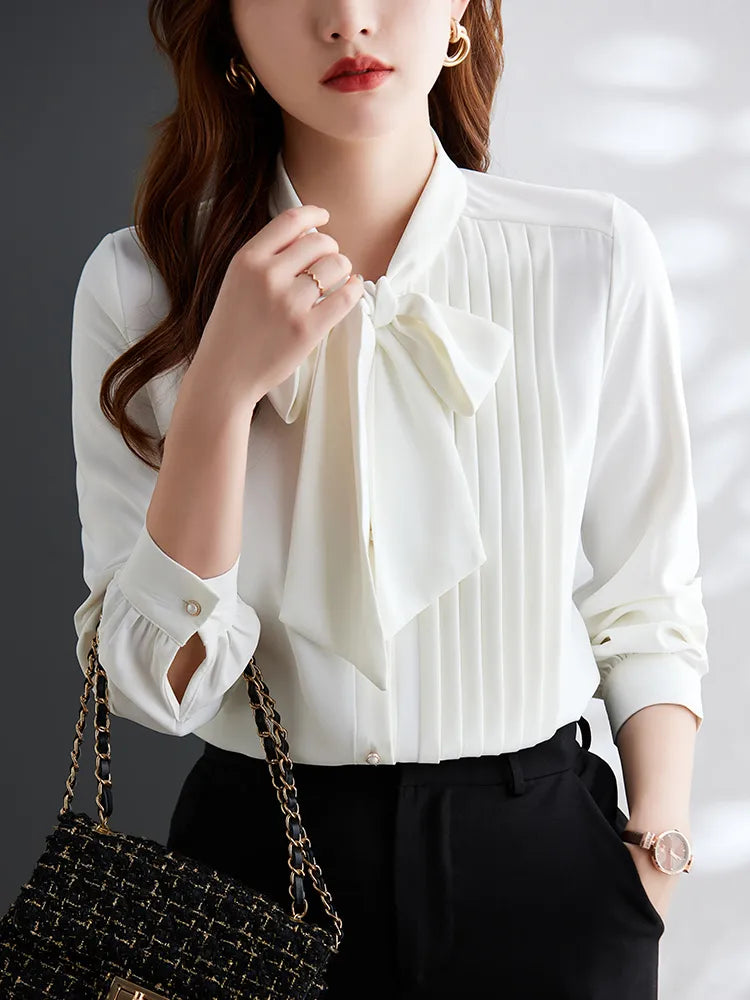 Artemis® | Elegant Blouse With Buttoned Bow Tie