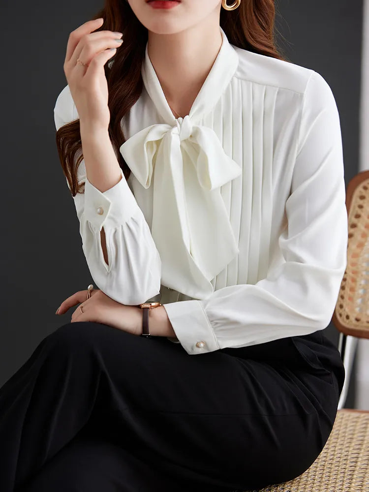 Artemis® | Elegant Blouse With Buttoned Bow Tie