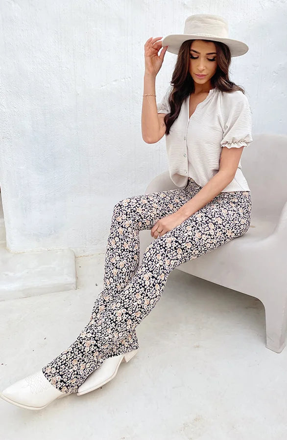 Cerise® | Flared floral trousers for women