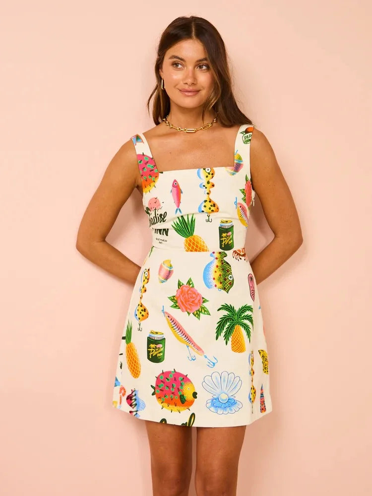 Sylvia | Tropical Delight Mini Dress for Beach Lovers