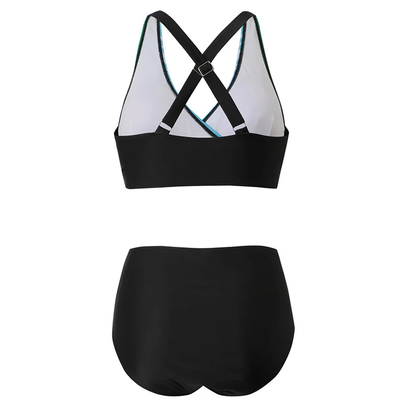 Brigitte® | Women'S High Waisted Push-Up Halter Bikini Set
