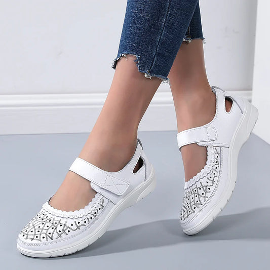 Elisa® | White Leather Orthopedic Comfort Loafers For Women