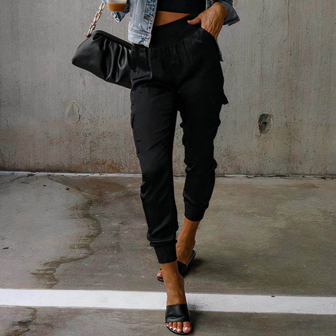 Daniela® | Elegant Cargo Trousers With A Satin Shimmer