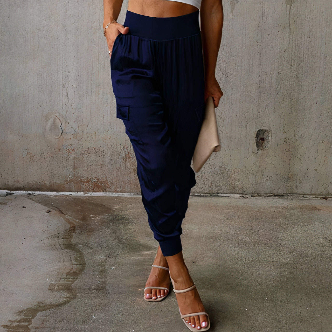 Daniela® | Elegant Cargo Trousers With A Satin Shimmer