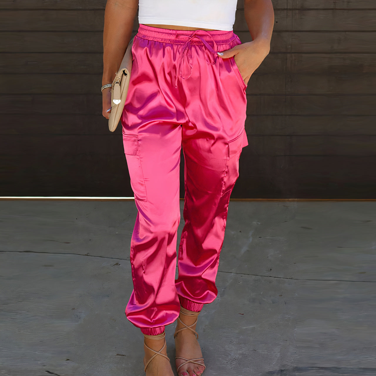 Daniela® | Elegant Cargo Trousers With A Satin Shimmer