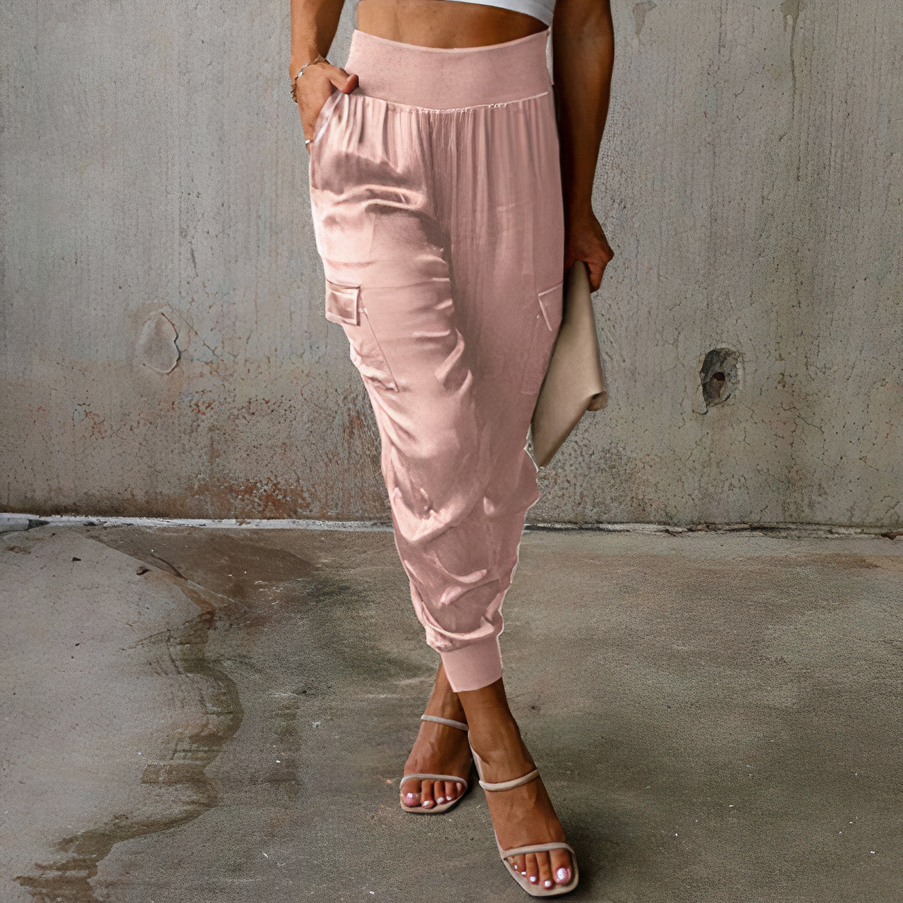Daniela® | Elegant Cargo Trousers With A Satin Shimmer