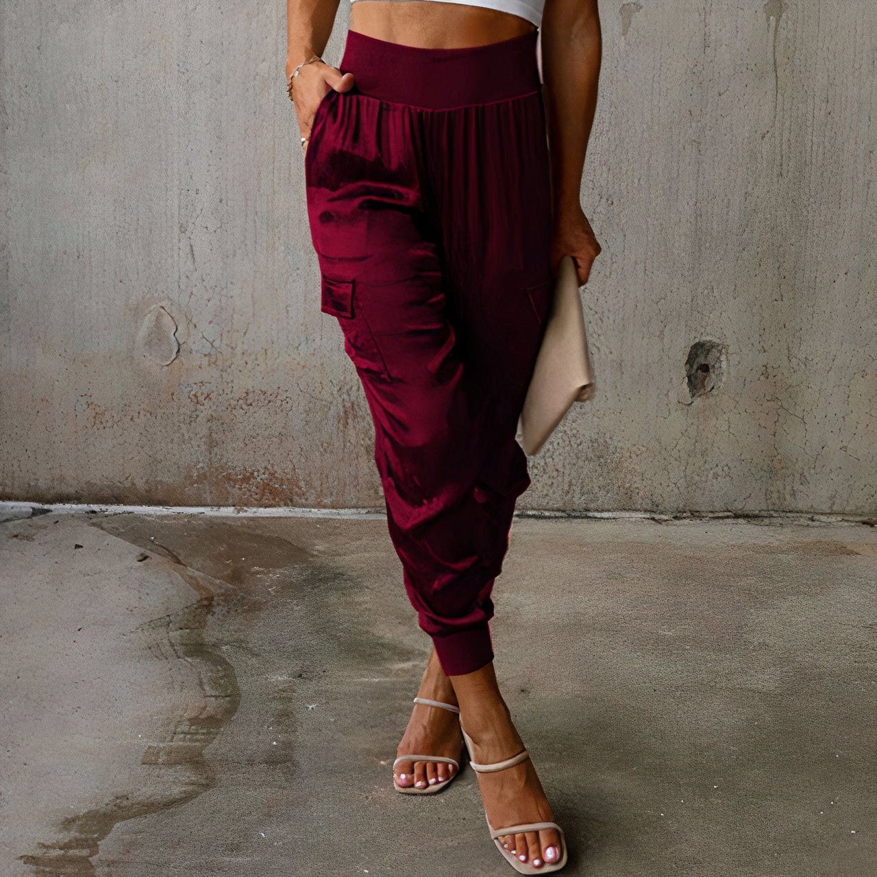 Daniela® | Elegant Cargo Trousers With A Satin Shimmer