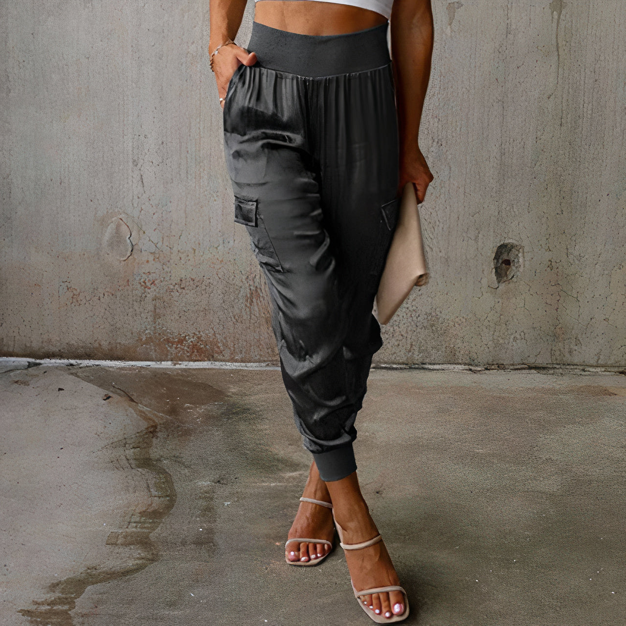 Daniela® | Elegant Cargo Trousers With A Satin Shimmer