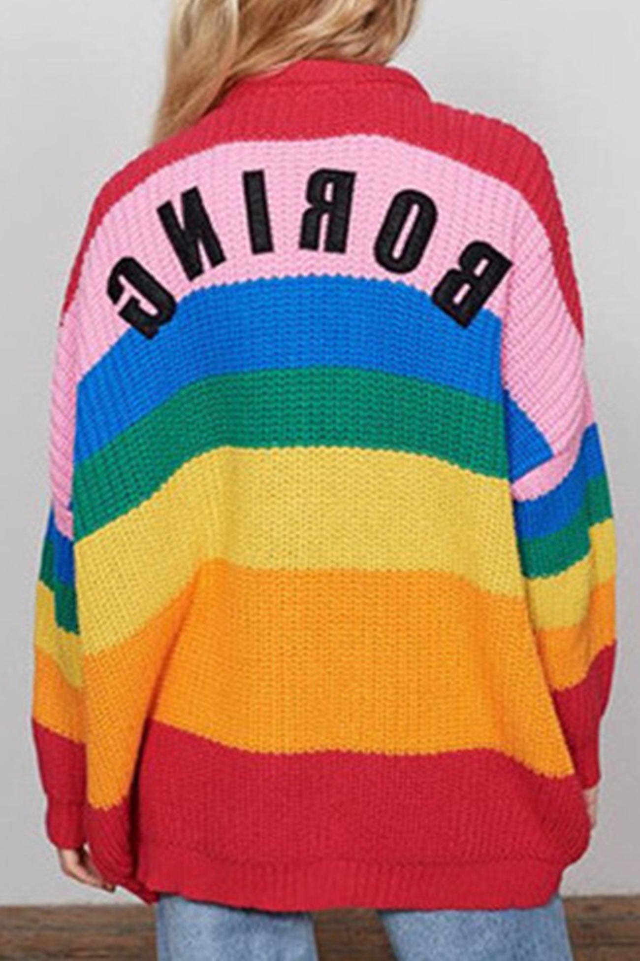 Bruna® | Rainbow contrast knit cardigan