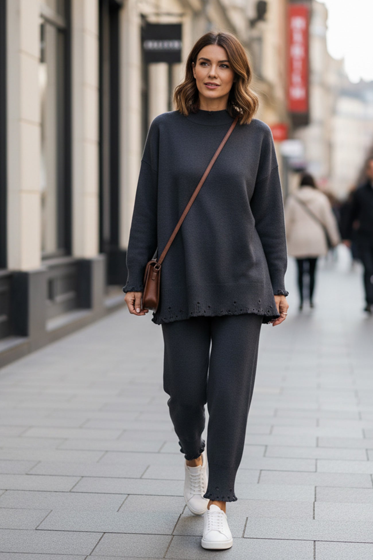 Diana® | Raw Edge Crew Neck Sweater Set