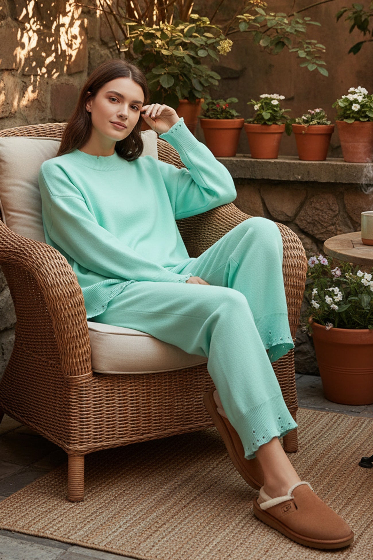 Diana® | Raw Edge Crew Neck Sweater Set