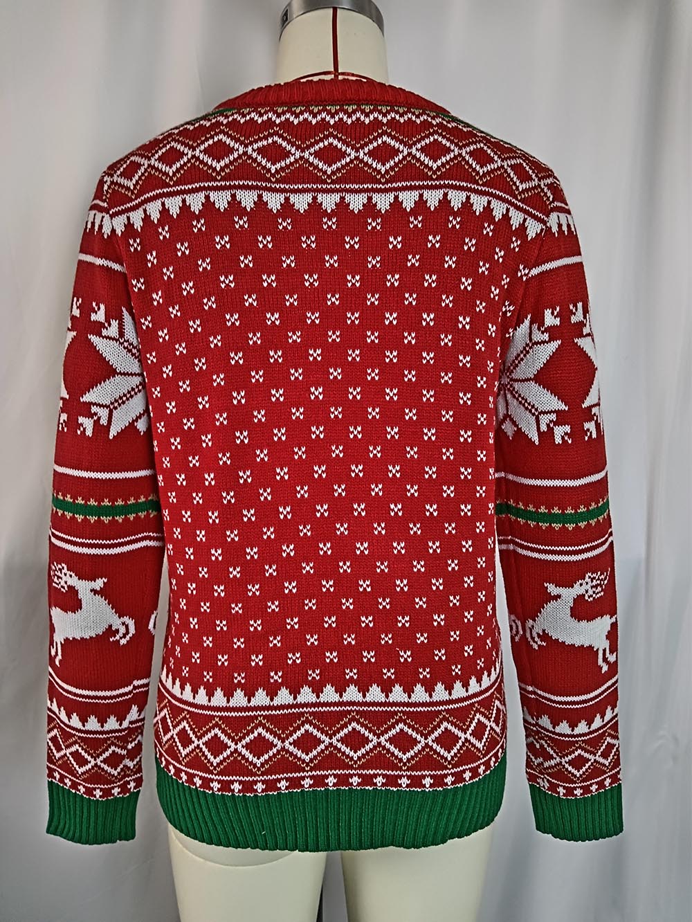 Edith® | Ugly Christmas sweater with reindeer and snowflake print in contrasting color