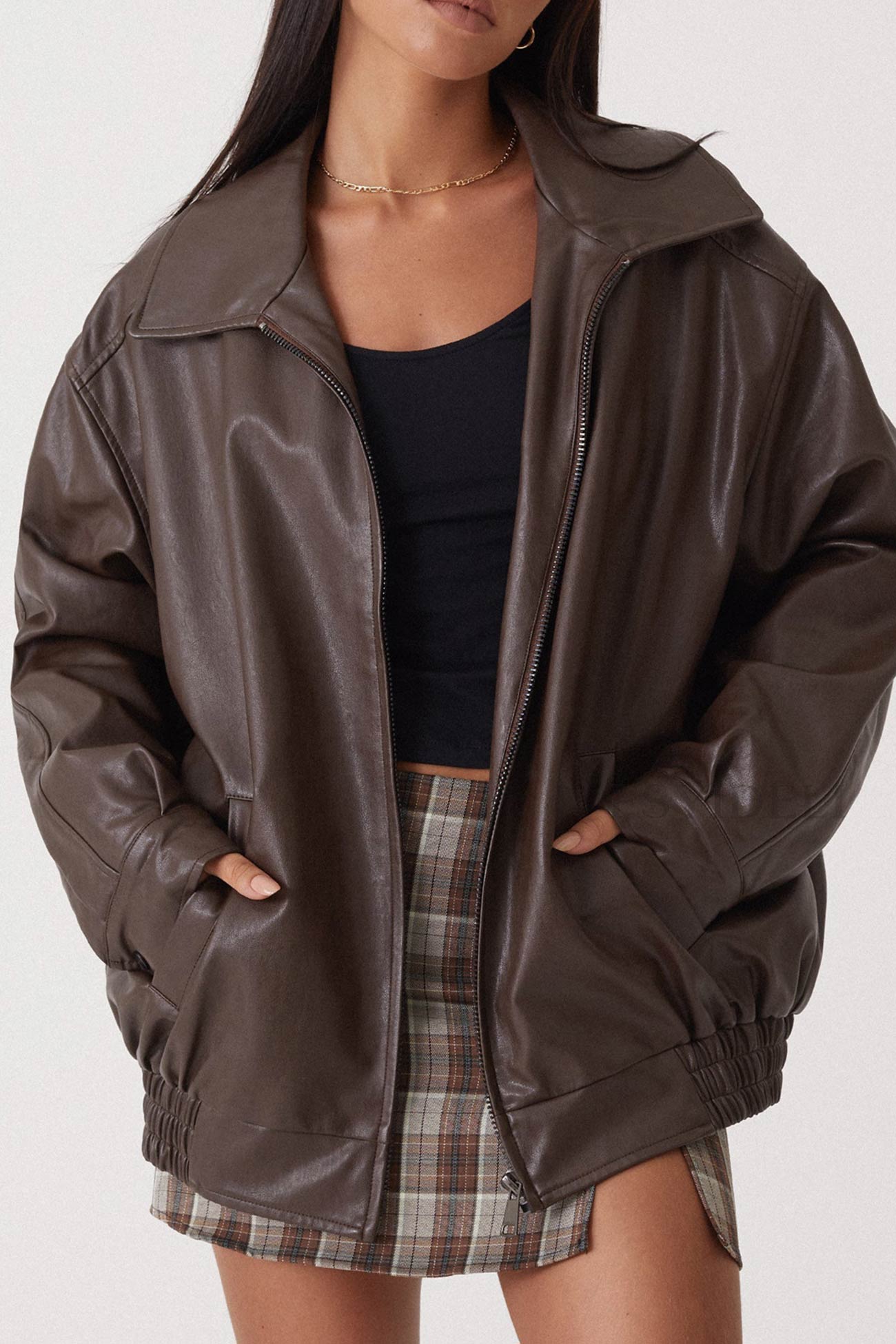 Celine® | Retro solid PU jacket