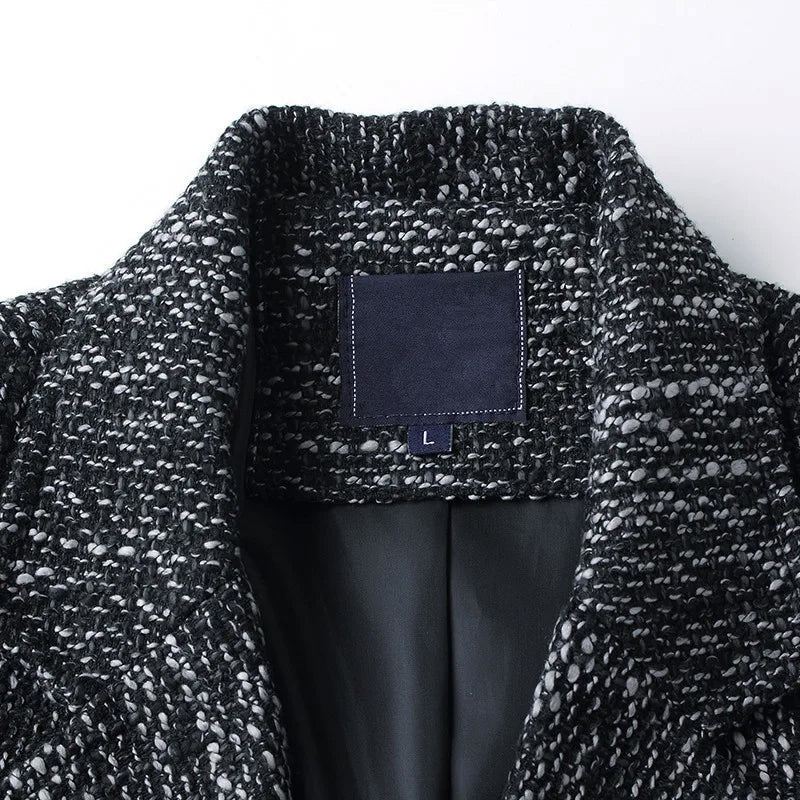 Men’s Wool Coat – Tailored Fit – Notched Lapel – Mid Length – Button Front Formal Wear