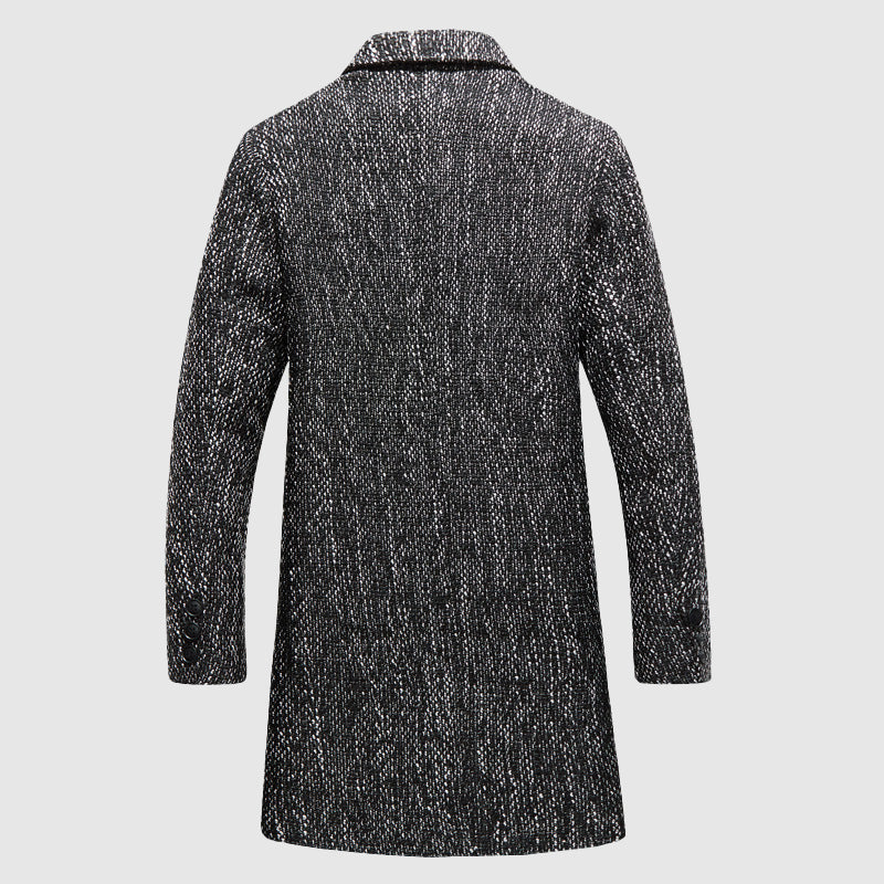 Men’s Wool Coat – Tailored Fit – Notched Lapel – Mid Length – Button Front Formal Wear