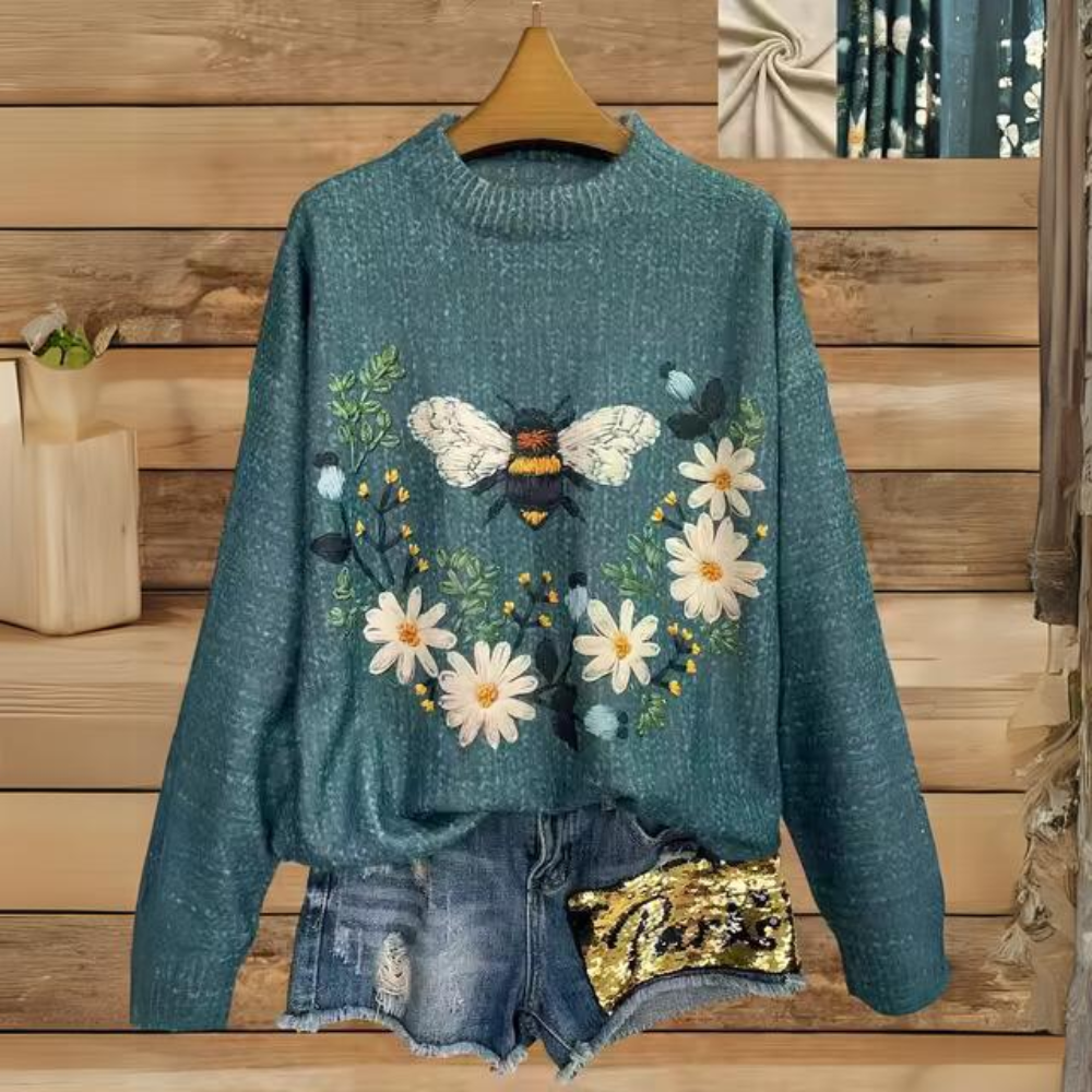Camila® | Casual long sweater with an animal motif