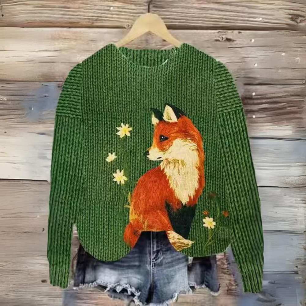 Camila® | Casual long sweater with an animal motif
