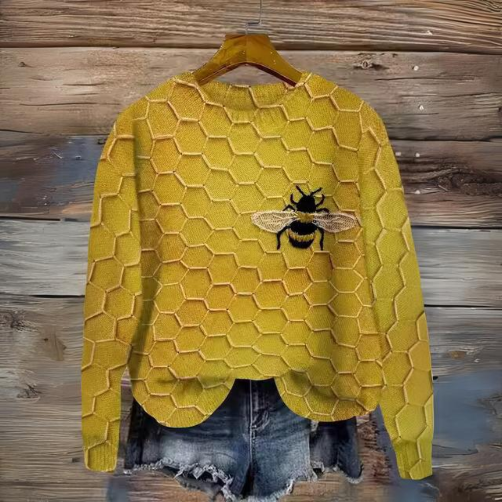 Camila® | Casual long sweater with an animal motif