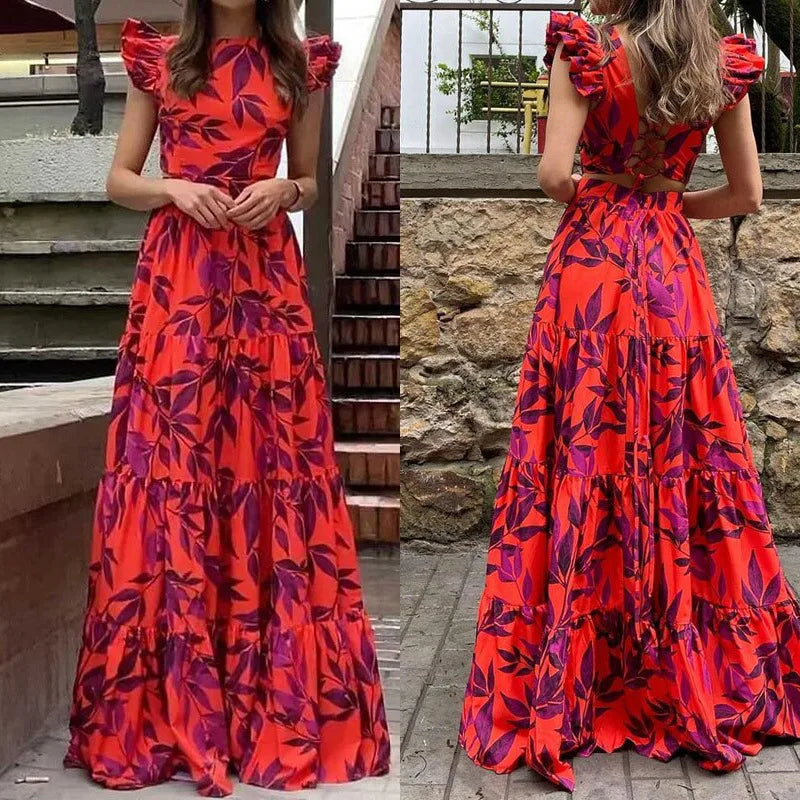 Valerie | Elegant Maxi-Dress with Tropical Print for Summer