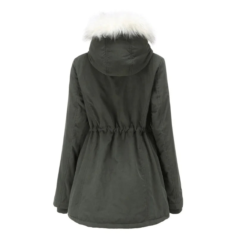 Barbara® | Half-length women's winter coat with white fur collar