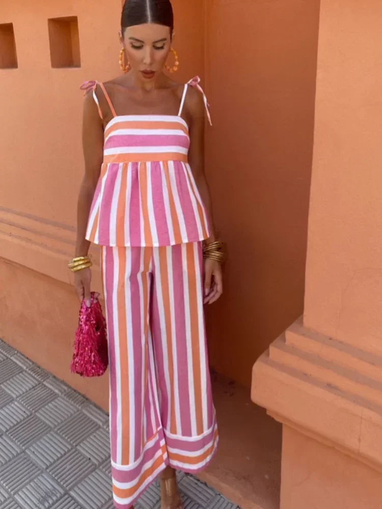 Jordan | Striped Trousers Summer Set for Chic Comfort