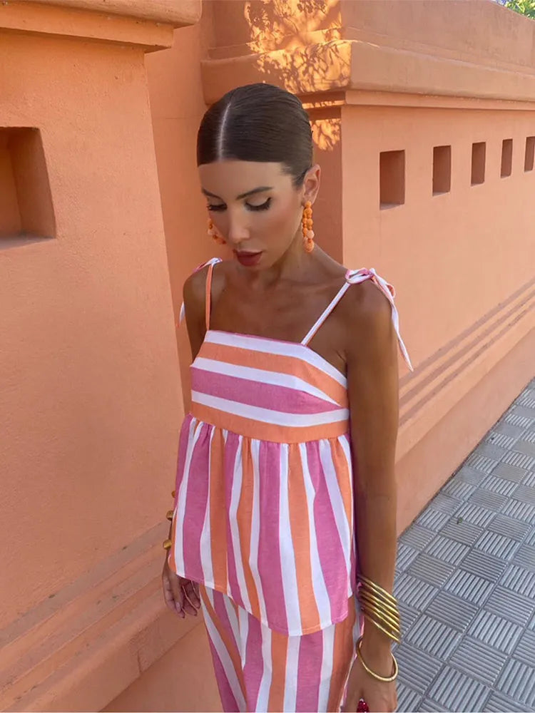 Jordan | Striped Trousers Summer Set for Chic Comfort