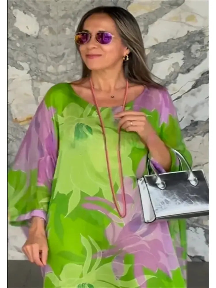 Fatima | Floral Printed Breezy Kaftan for Effortless Elegance