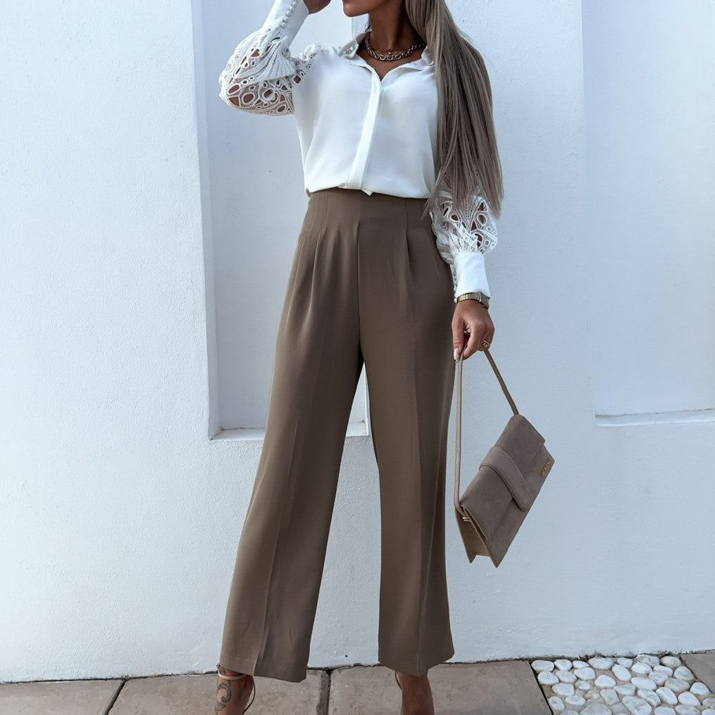 Rita | Elegant Black Blouse with Lace Sleeves