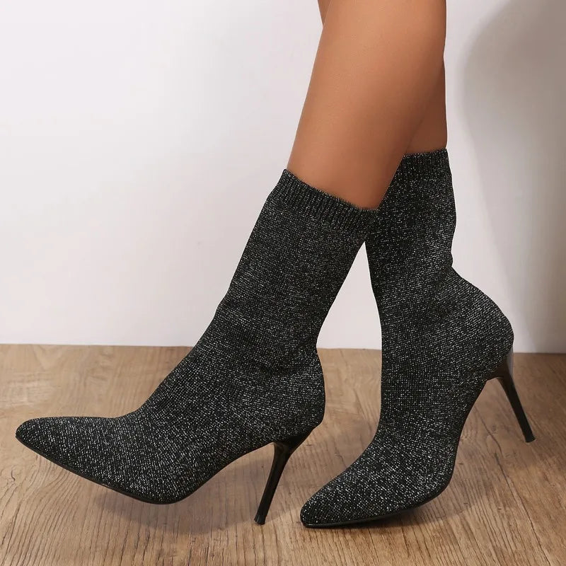 Celestina | Sexy high heel sock boots