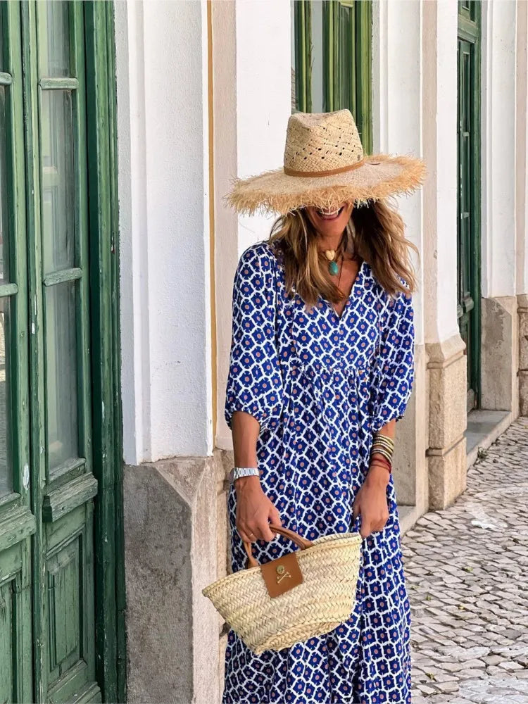 Roosmarijn | Boho Maxi Dress with Floral Print for Women