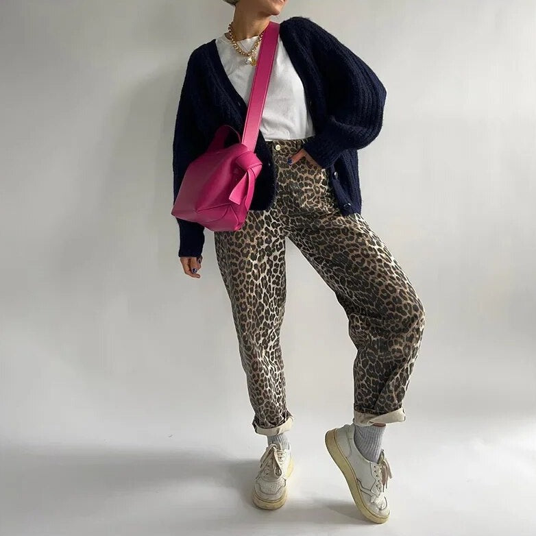 Anya® | Vintage Jeans With Leopard Print