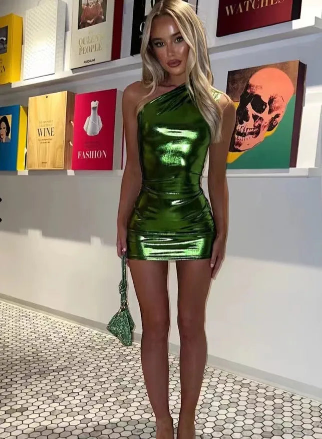 Carmen® | One-shoulder bodycon mini foil dress