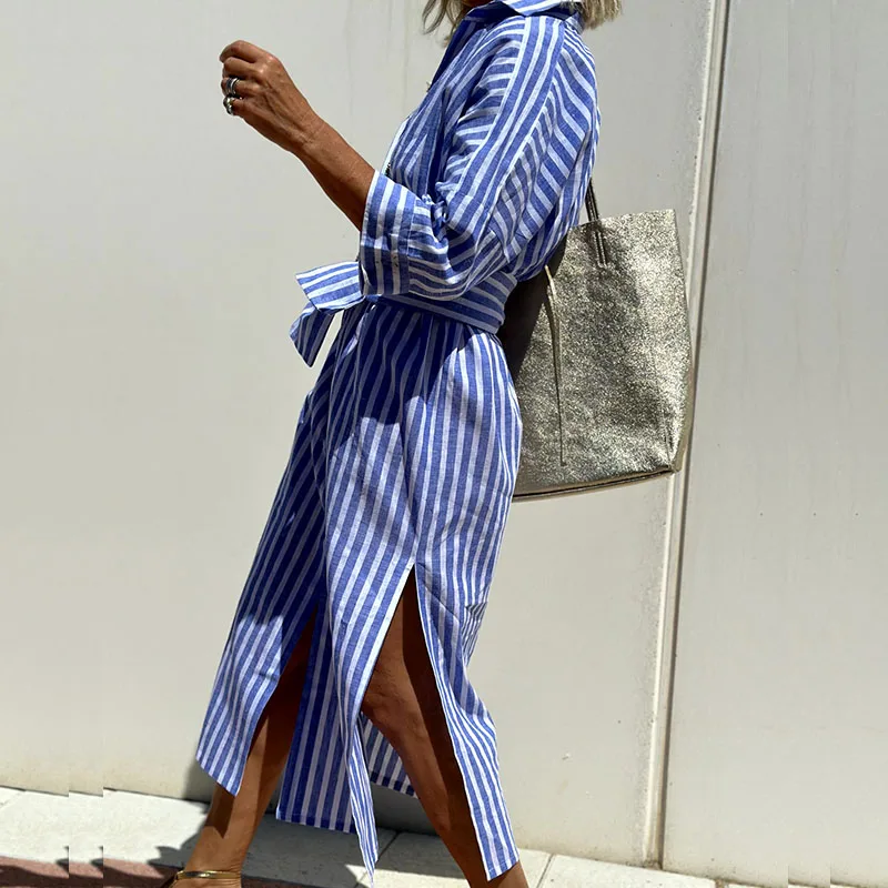 Bárbara® | Elegant Striped Blouse Dress