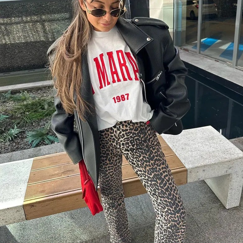 Anya® | Vintage Jeans With Leopard Print