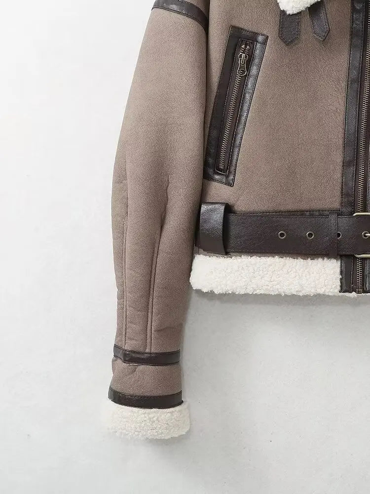 Camila® | Warm women's lambskin jacket with belt