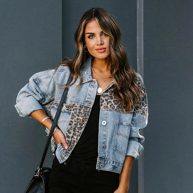 Dulce® | Denim jacket with leopard patch