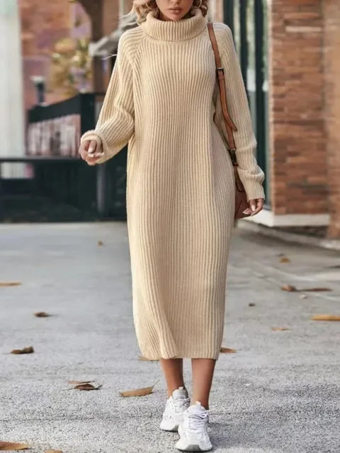 Cassandra® | Knitted sweater dress for women with high collar