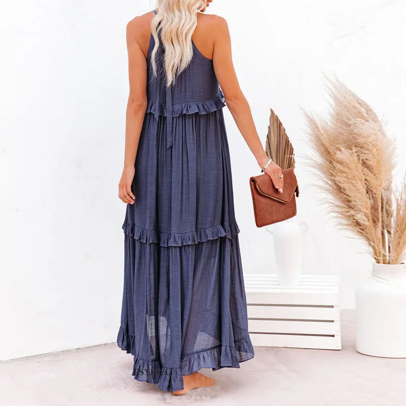 Molly | Elegant Sleeveless Ruffle Trim Dress for Women