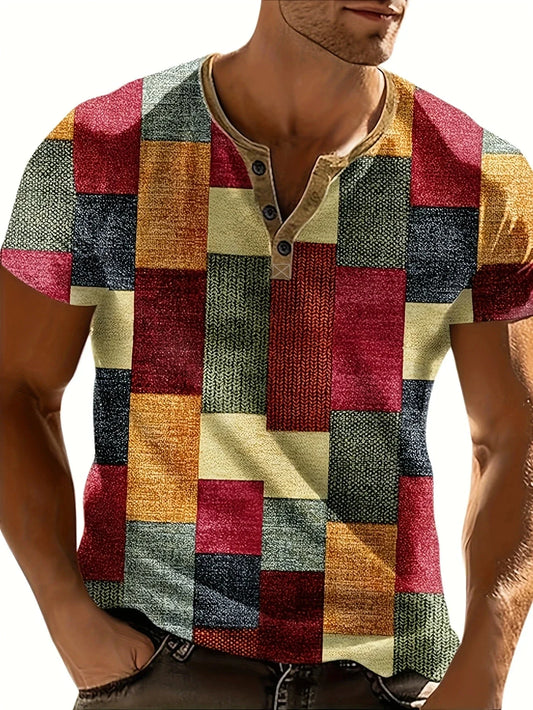 Maron | Stylish Patchwork Henley Shirt