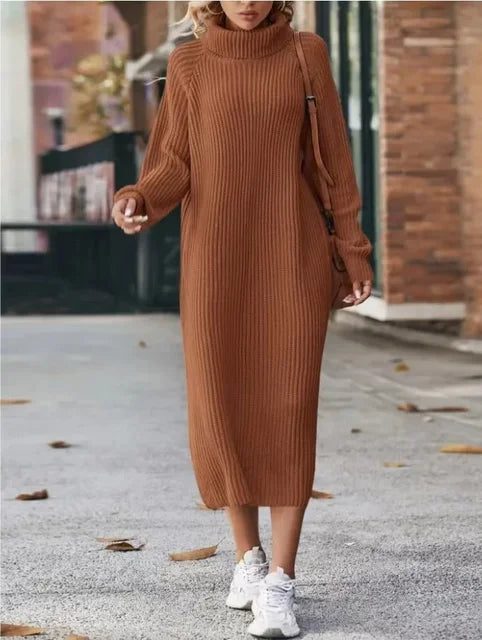 Cassandra® | Knitted sweater dress for women with high collar