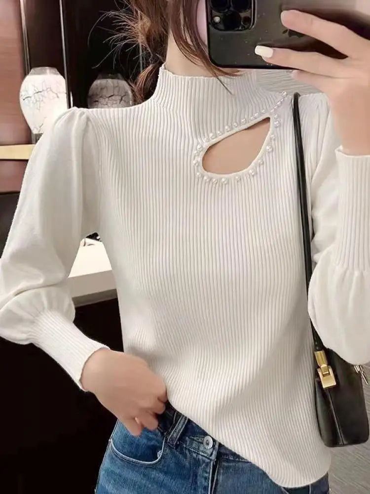Birgit® | Thin turtleneck sweater with pearls