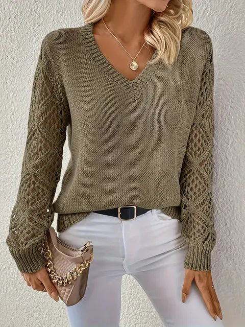 Elizabeth® | Stylish knitted sweater with a V-neck