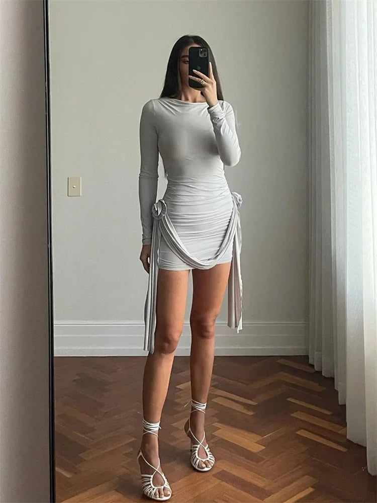 Alison® | Short, long-sleeved dress with pleats for women