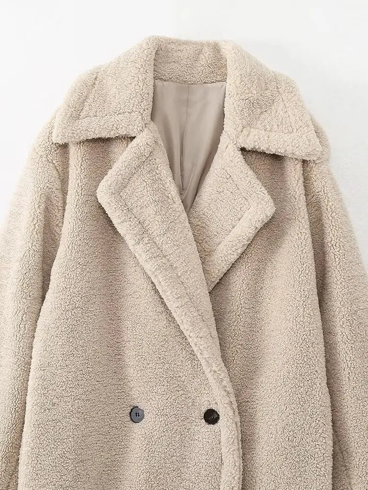 Dayana® | Long warm faux wool coat for women