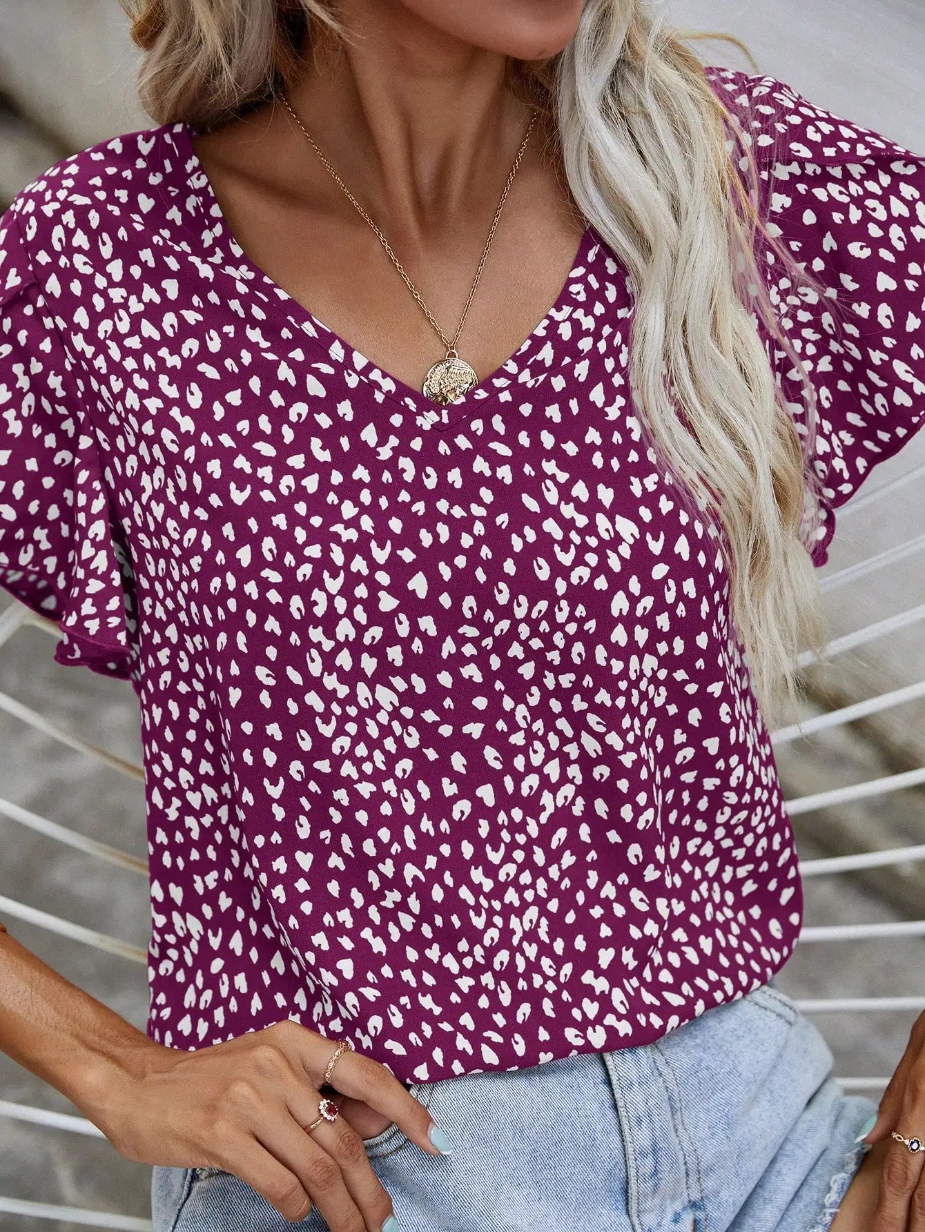 Bruer® | Short-Sleeved Summer Blouse With A Slim Fit Without A Collar