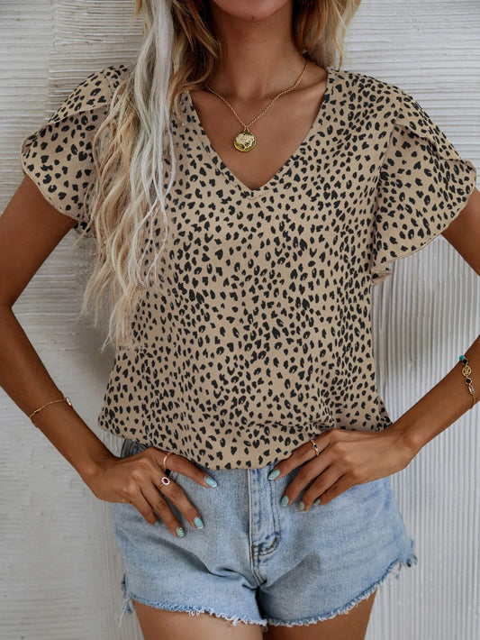 Bruer® | Short-Sleeved Summer Blouse With A Slim Fit Without A Collar