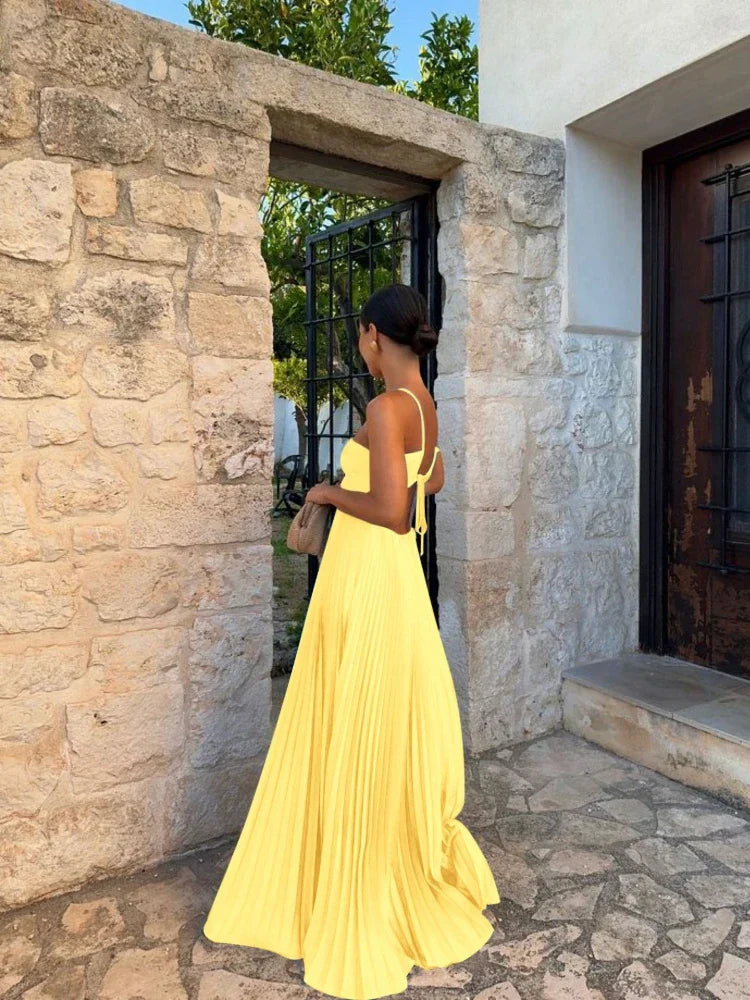 Irene | Elegant Pleated Maxi Dress for Any Occasion