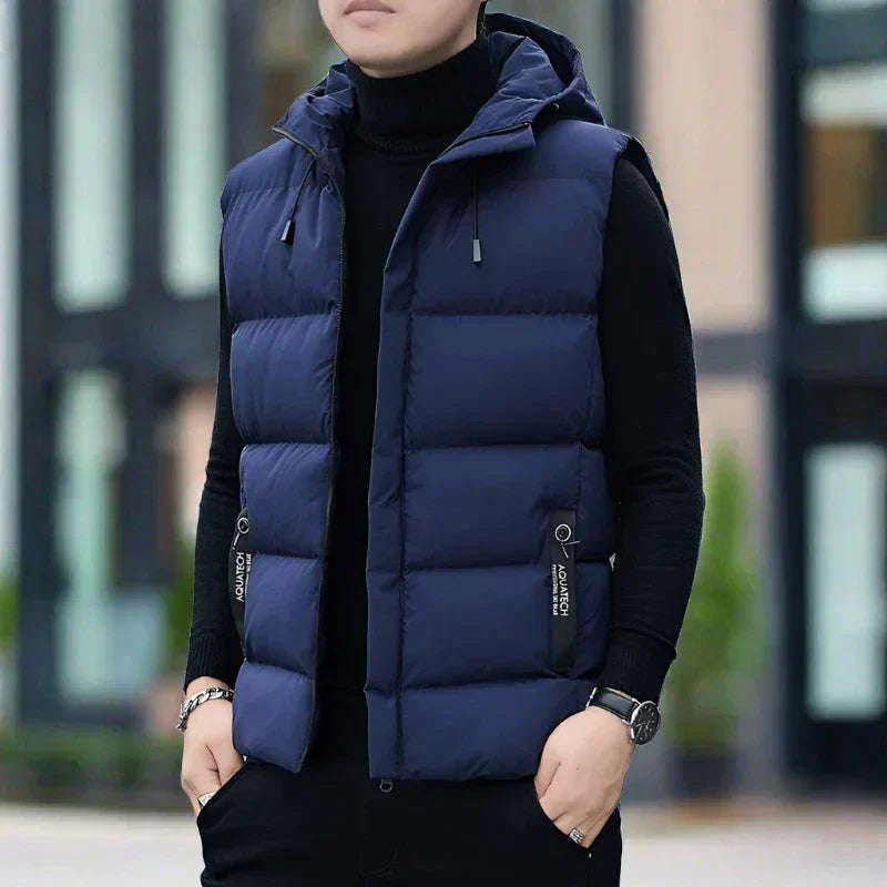 Men’s Quilted Vest – Slim Fit – Insulated Hooded – Zip Pockets – Lightweight Outerwear